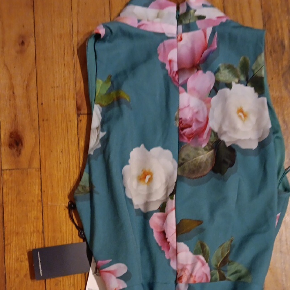 Adrianna Papell Pink and White Strapless Peplum Dress 6 NWT - Picture 4 of 5